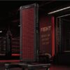 ZenGlow FIGHTER Pro red and blue light recovery panel on a braked mobile base in a combat gym