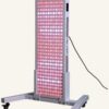 ZenGlow vertical floor stand on wheels holding a PRO W7 red light therapy panel